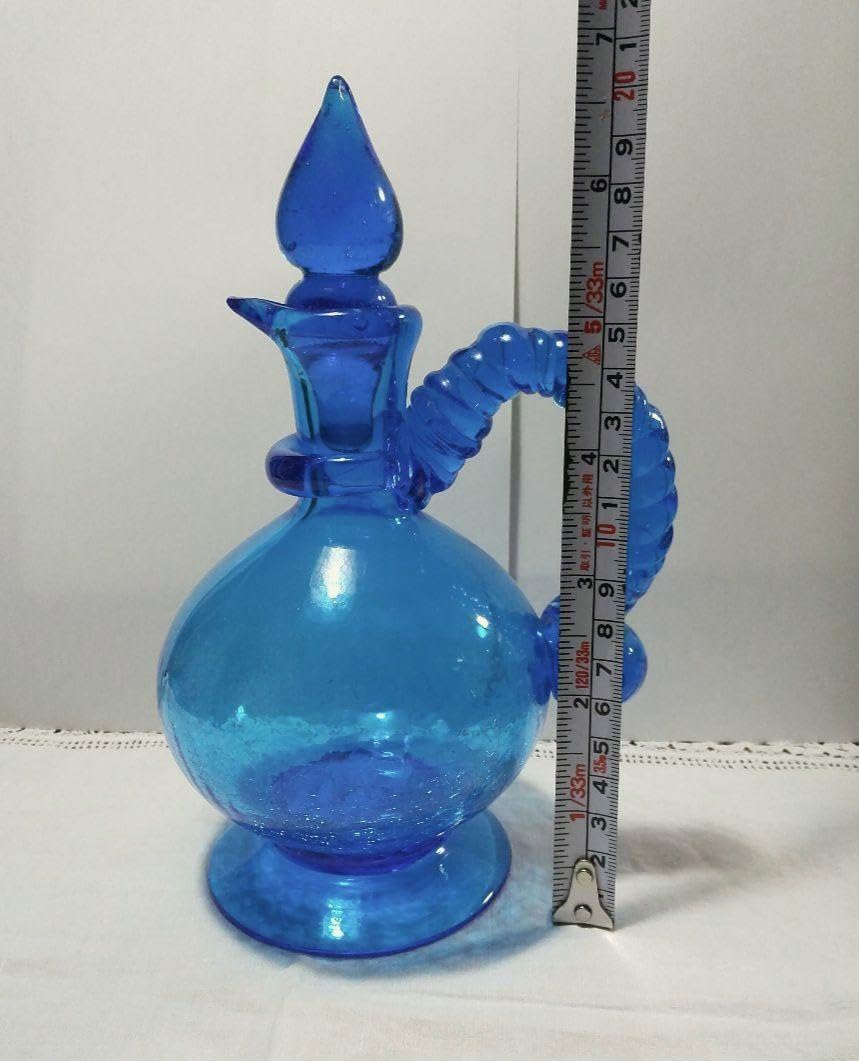 Amazon | 吹き硝子 水差し ブルー ガラス アンティーク